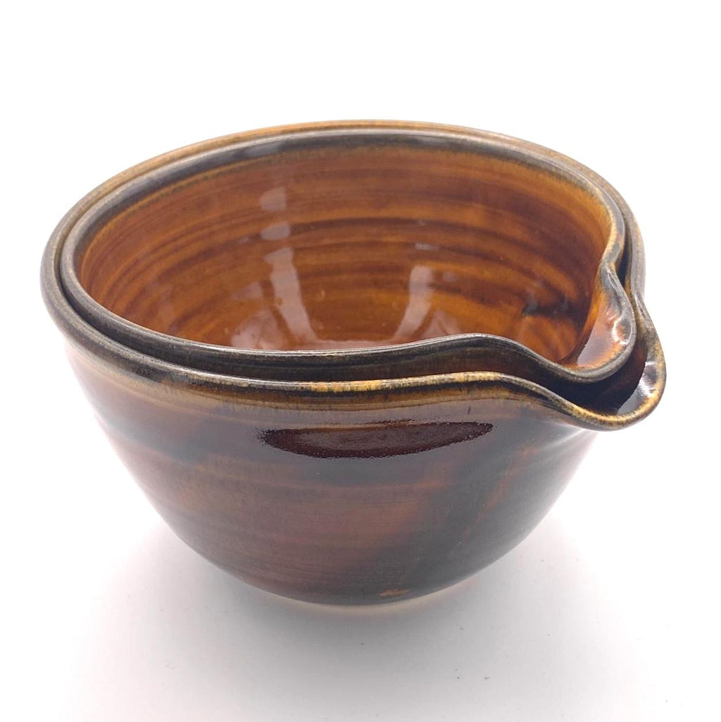 Handmade Ceramic Pouring Bowls – Set of Two in Earthy Glazes image 6