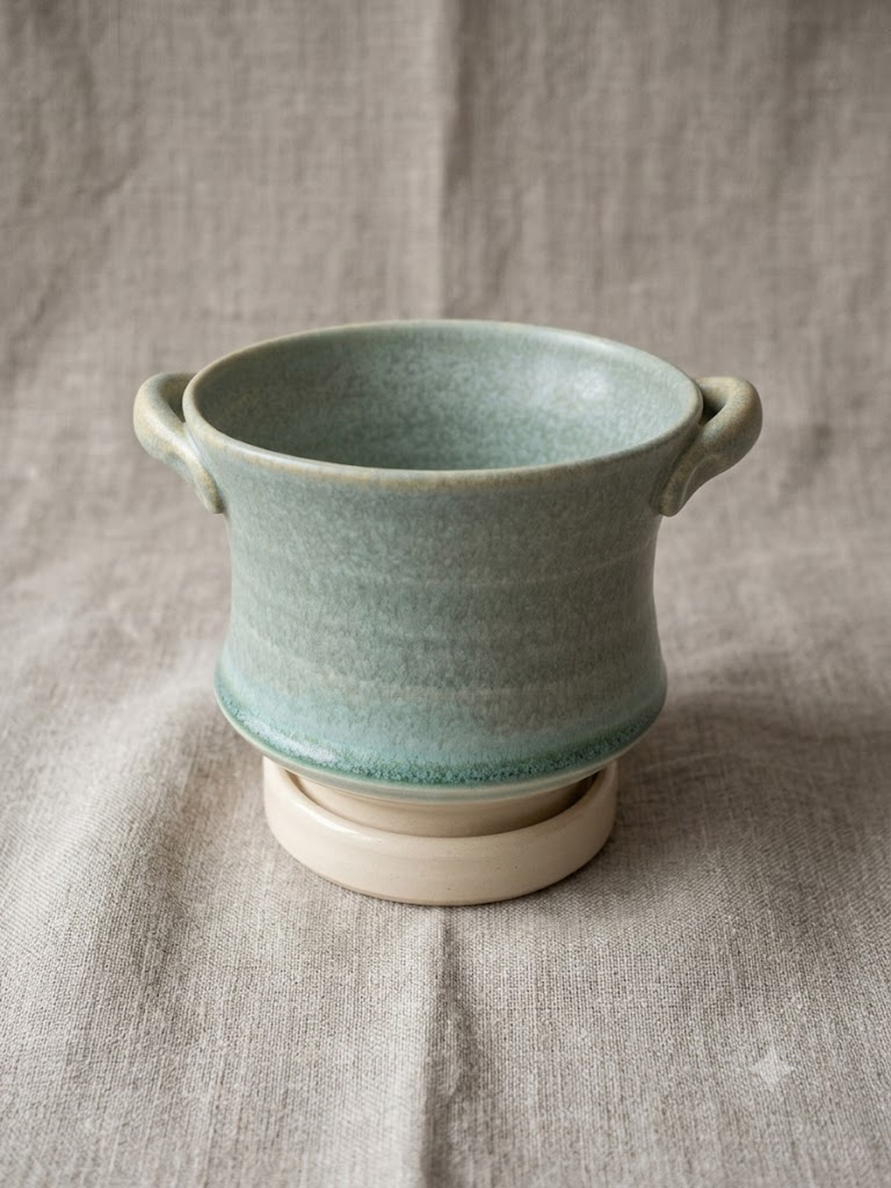 Handmade Stoneware Berry Bowl with Saucer image 0
