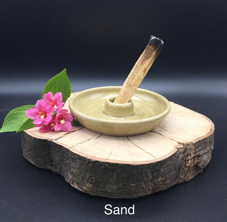 Handmade Stoneware Candle & Palo Santo Holder