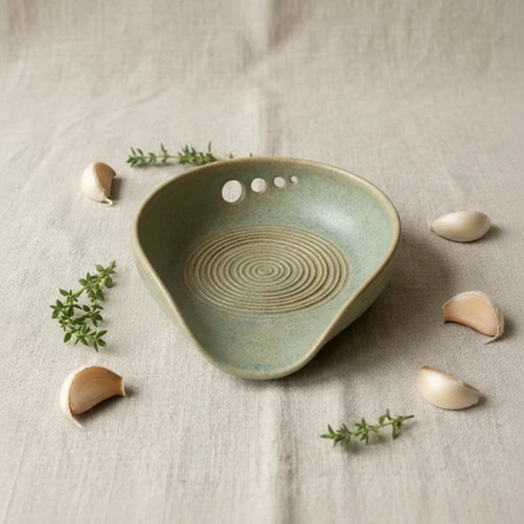 Handmade Ceramic Spoon Rest: Garlic Grater & Herb Stripper image 0