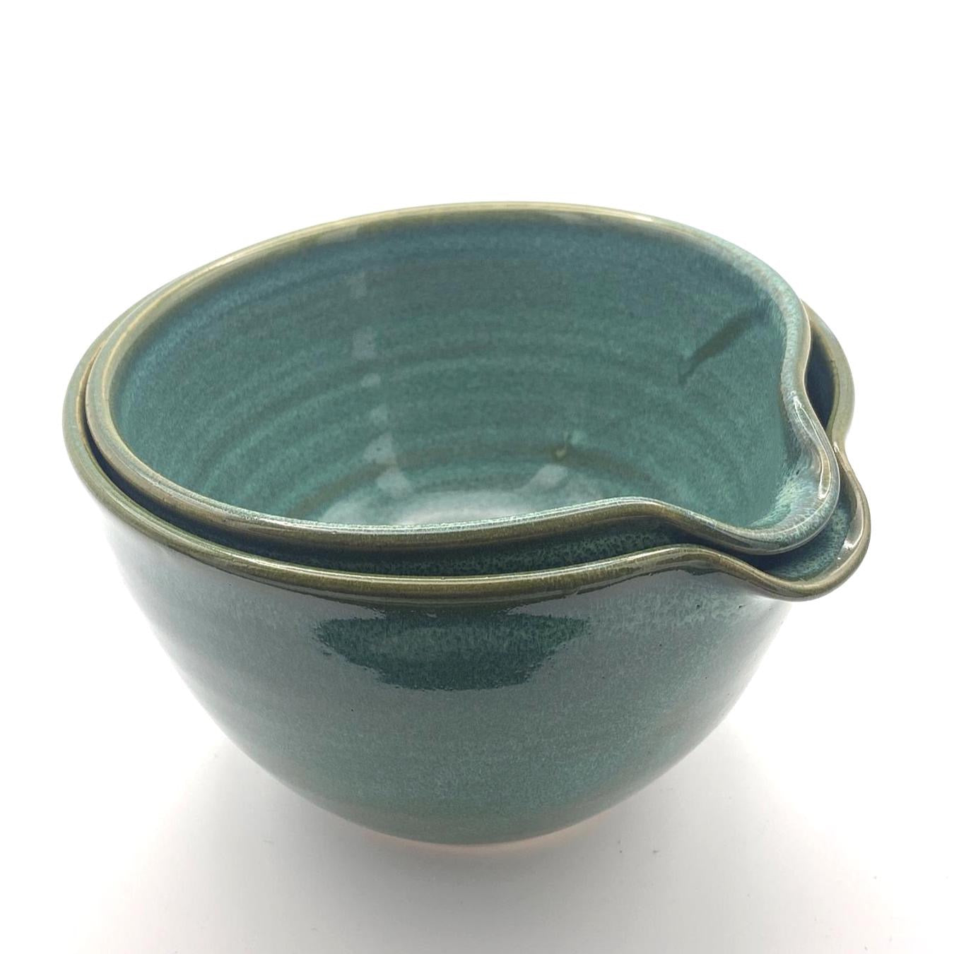 Handmade Ceramic Pouring Bowls – Set of Two in Earthy Glazes image 7