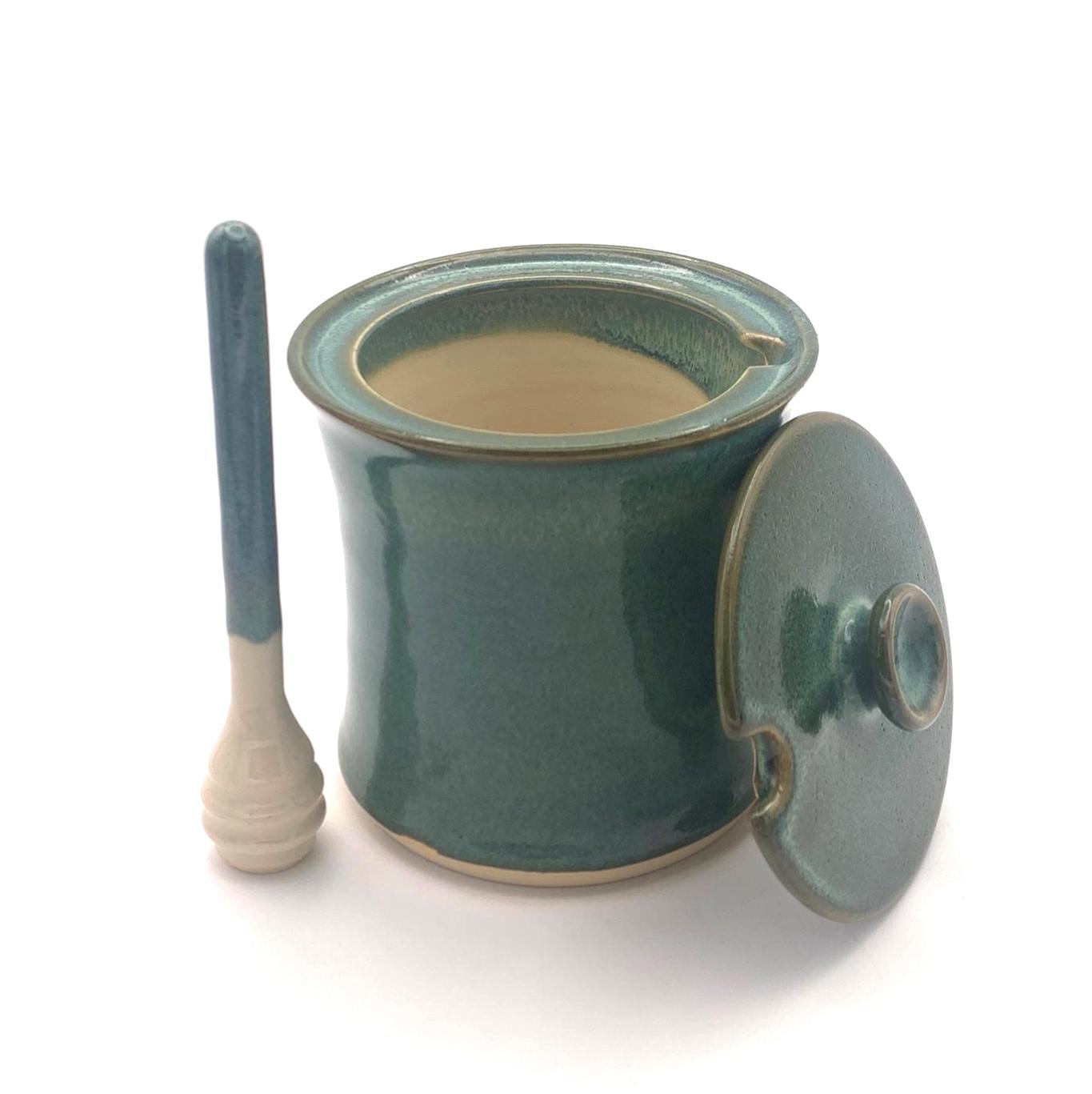 Handmade Ceramic Honey pot with dipper image 1