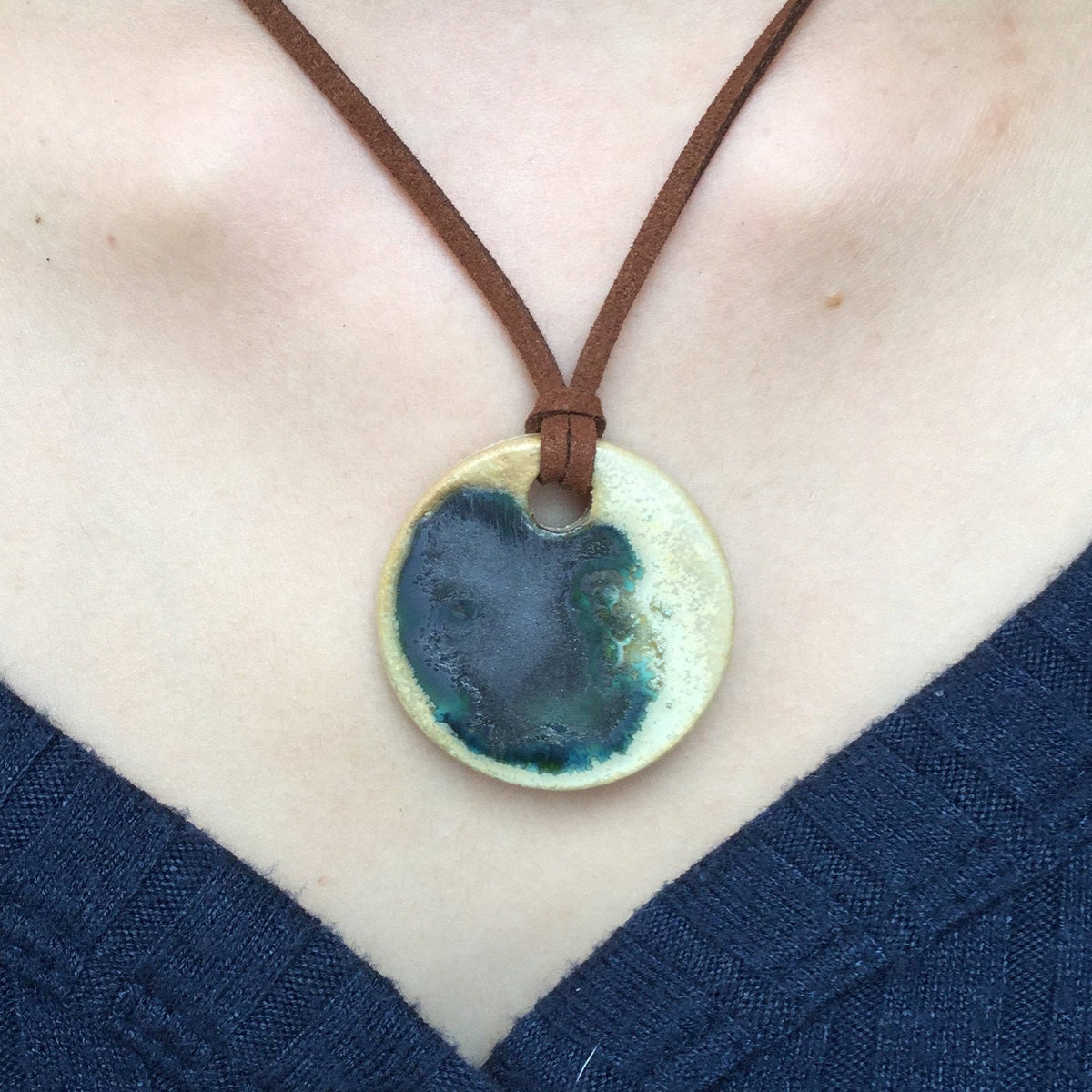Handmade Stoneware Ceramic Pendant Necklace