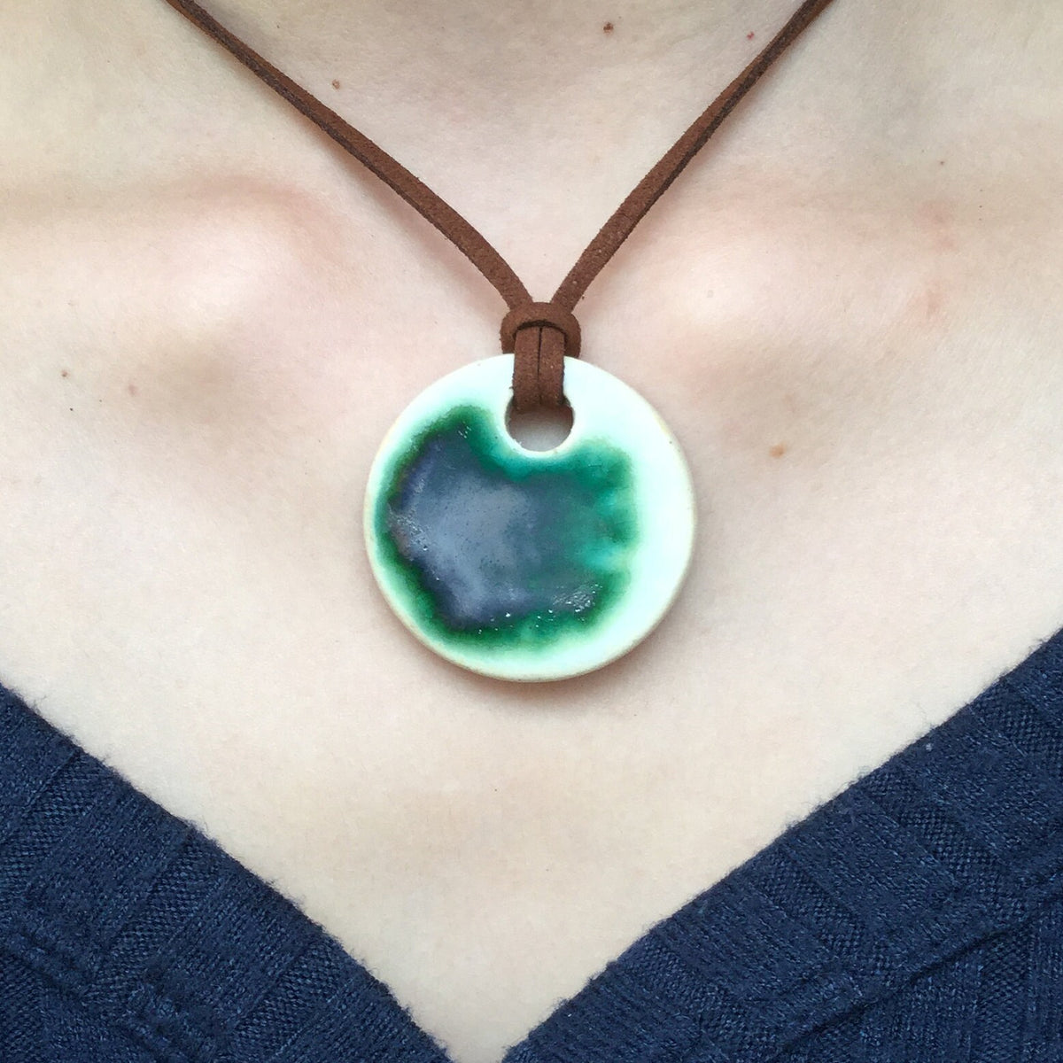 Handmade Stoneware Ceramic Pendant Necklace