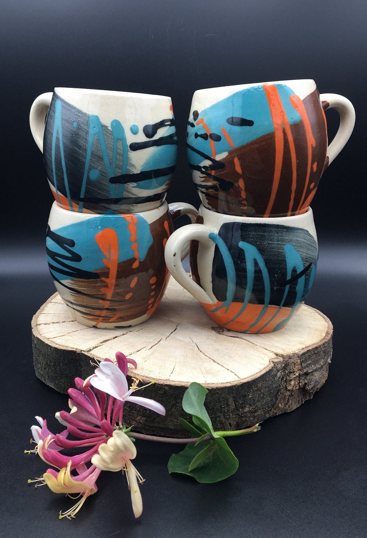Handmade Stoneware Coffee Mug – 300ml Abstract Glaze