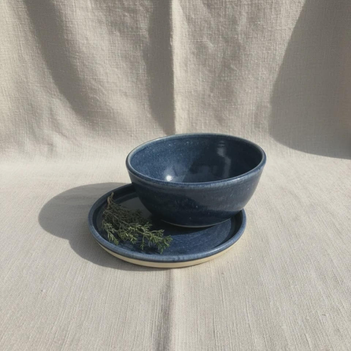 Handmade Stoneware Breakfast Set – Bowl & Side Plate